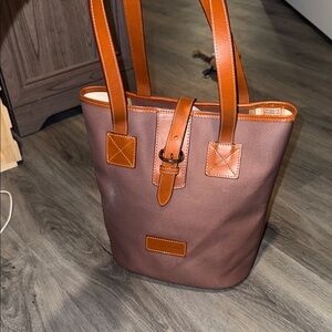 Vintage Dooney Bucket Bag Plum Brown Leather Tote Bag